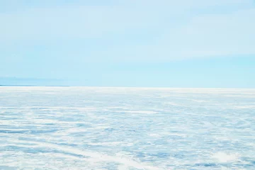 Zelfklevend Fotobehang View of frozen lake landscape © Nicholas J. Klein