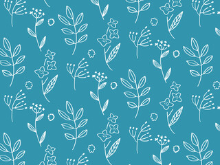 青の植物シンプルパターン