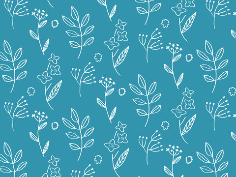 青の植物シンプルパターン
