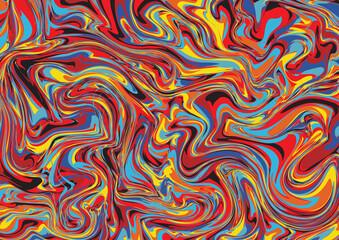 Abstract color Liquid marble, texture ancient liquid paints in warm tone. Illustration geometric colorful background. 
