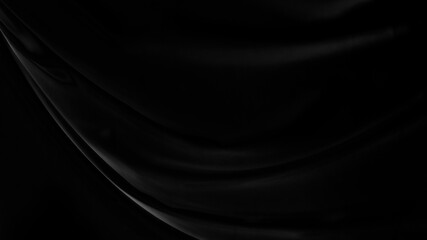 Black gray satin dark fabric texture luxurious shiny that is abstract silk cloth background with patterns soft waves blur beautiful.