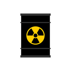 Radioactive Waste Barrel Icon with Nuclear Hazard Ionizing Radiation Trefoil Sign. Vector Image.