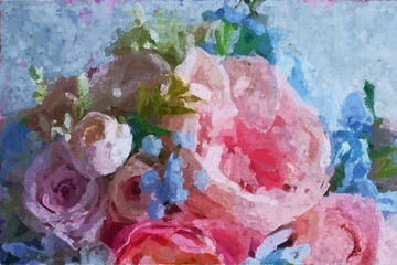 Abstract beautiful oil painting rose flower