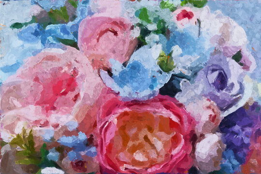 Abstract beautiful oil painting rose flower