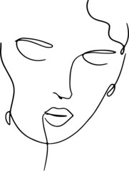 Trendy vector set of illustrations in minimal linear style. Face continuous line art.