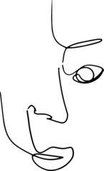 Trendy vector set of illustrations in minimal linear style. Face continuous line art.