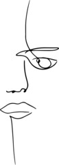 Trendy vector set of illustrations in minimal linear style. Face continuous line art.
