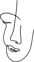Trendy vector set of illustrations in minimal linear style. Face continuous line art.