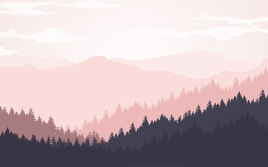 Mountains landscape vector. Nature background travel concept vector illustration.
