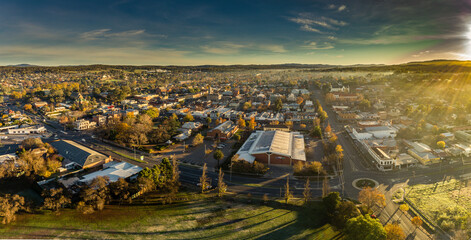 Castlemaine (Australia). Early morning fog lifting on a cold frosty morning in Central Victoria