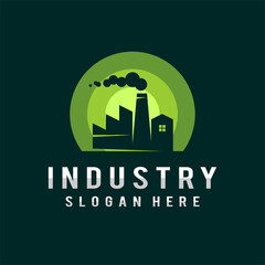factory logo template with sun concept