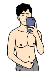 Fototapeta premium cute man cartoon on white background