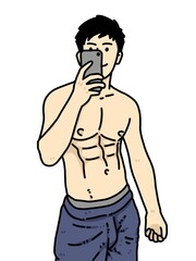 Fototapeta premium cute man cartoon on white background