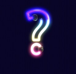 Obraz na płótnie Canvas Neon Lights Themed Characters Question Mark