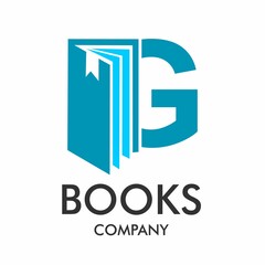Books letter logo design template illustration. suitable for education, app, mobile, multimedia, brand, collage, student, technology. this is font g