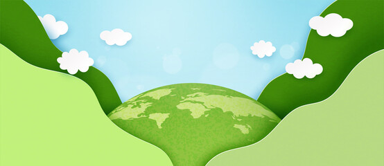 Green earth with Earth Day and World Environment Day concept.