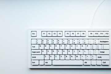 3d illustration, close up of the realistic computer or laptop keyboard  on  white background .  Gaming keyboard with LED backlit