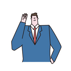 A man who raises his hand and greets him.