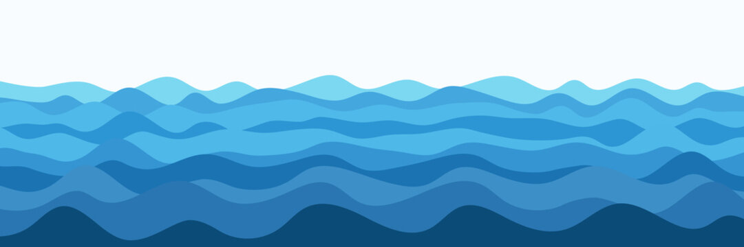 Vector drawing of waves on the sea, natural background