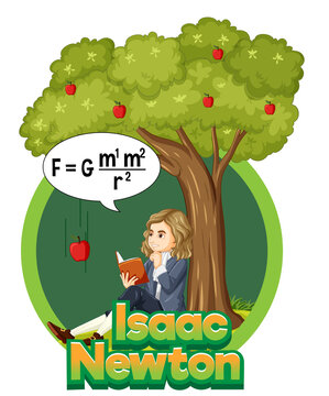 Isaac Newton sitting under apple tree