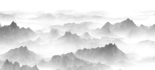 Poster Im Rahmen misty mountain landscape © feng