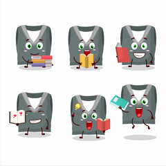 A picture of gray school vest cartoon character concept reading an amusing book