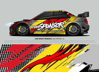 Race car wrap design vector for vehicle vinyl sticker and automotive decal livery
