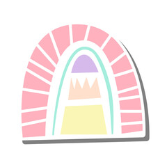 Abstract Rainbow Boho Pastel on white silhouette and gray shadow. Flat style for decorated and any design. Vector illustration.