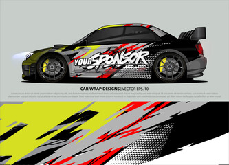 Race car wrap design vector for vehicle vinyl sticker and automotive decal livery
