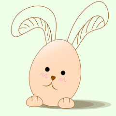 baby bunny with easter eggs