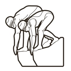 Group of Swimmer Action People Swimming Cartoon Sport Graphic Vector