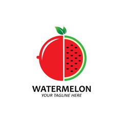Vector Illustration Of Fresh Fruit Watermelon Fruit Logo Red, Available In The Market, Screen Printing Design, Sticker, Banner, Fruit Company