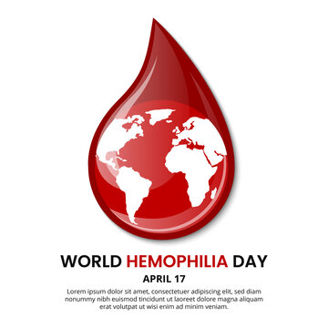 World hemophilia day design with drop blood and globe