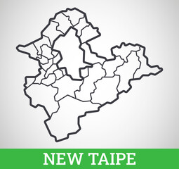 Simple outline map of New Taipei. Vector graphic illustration.
