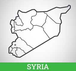 Simple outline map of Syria with regions. Vector graphic illustration.