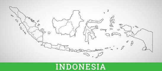 Simple outline map of Indonesia. Vector graphic illustration.