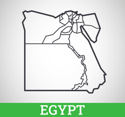 Simple outline map of Egypt with regions. Vector graphic illustration.