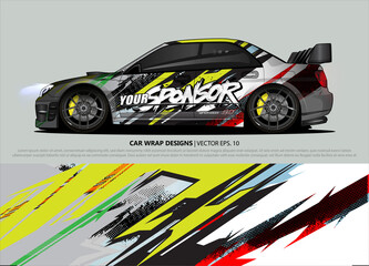 Race car wrap design vector for vehicle vinyl sticker and automotive decal livery