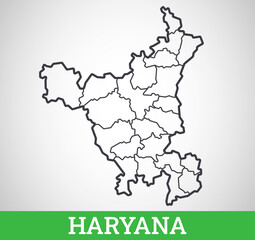 Simple outline map of Haryana. Vector graphic illustration.