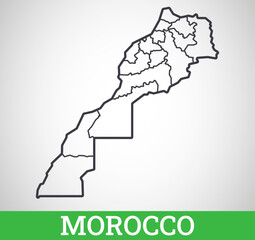 Simple outline map of Morocco. Vector graphic illustration.