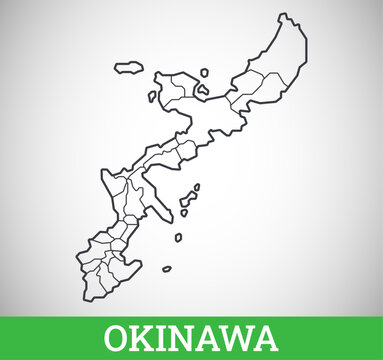Simple outline map of Okinawa. Vector graphic illustration.