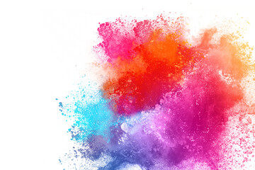 abstract powder splatted background. Colorful powder explosion on white background. Colored cloud. Colorful dust explode. 