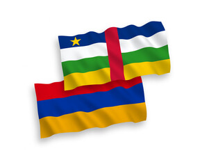 Flags of Central African Republic and Armenia on a white background