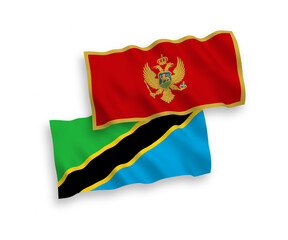 Flags of Montenegro and Tanzania on a white background
