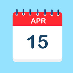 April. Round calendar Icon with long shadow in a Flat Design style.  Vector Illustration. Easy to edit, manipulate, resize or colorize.