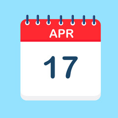 April. Round calendar Icon with long shadow in a Flat Design style.  Vector Illustration. Easy to edit, manipulate, resize or colorize.