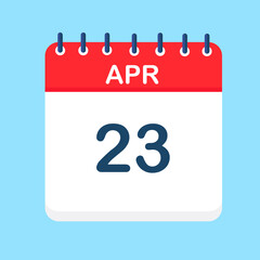April. Round calendar Icon with long shadow in a Flat Design style.  Vector Illustration. Easy to edit, manipulate, resize or colorize.