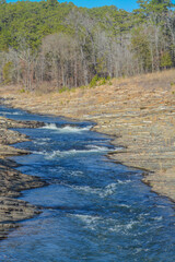 Mountain Fork River winding through Beavers Bend State Park in Broken Bow, Oklahoma 