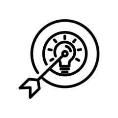 Target idea icon. mission. target with light bulb. line icon style. suitable for Web page templates. business website icon. simple design editable. Design template vector