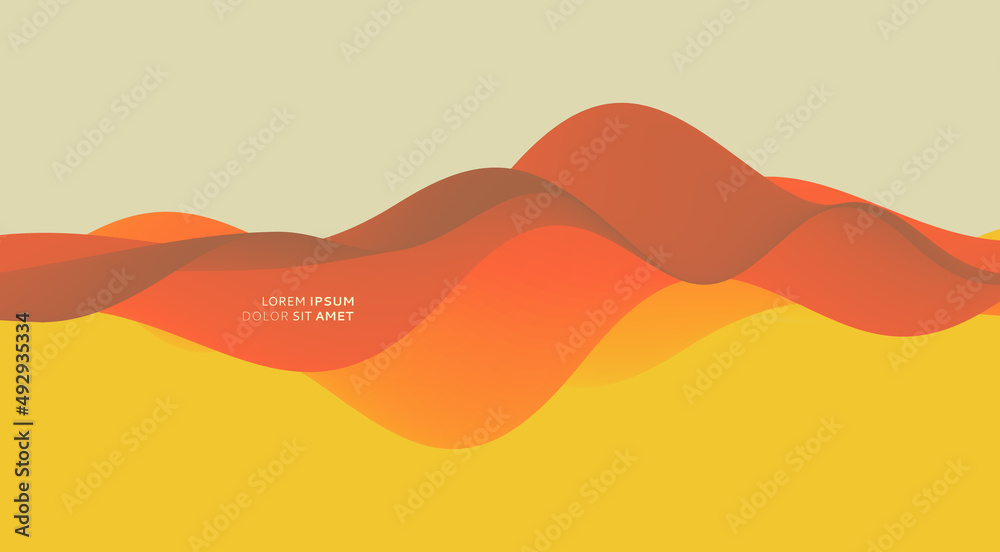 Wall mural 3d abstract wavy background with modern gradient colors. motion sound wave. vector illustration for 